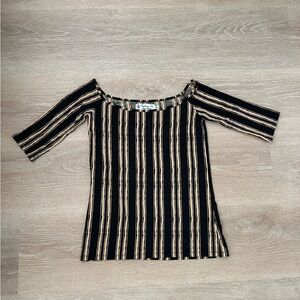 Fighting Eel Black and Tan Striped Top